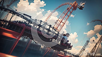 Looping Thrills A Heart Pounding Roller Coaster Adventure for National Roller Coaster Day.AI Generated Stock Photo