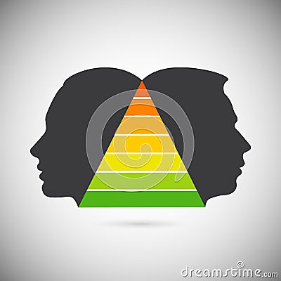 Silhouette head man and woman psychology relationship02 Vector Illustration