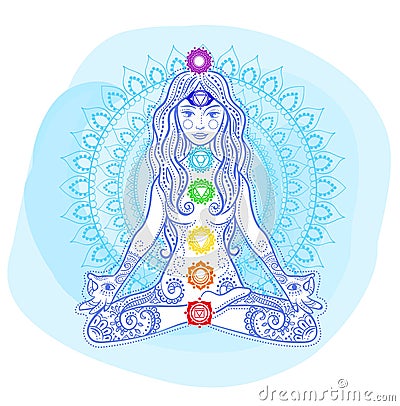 Concept mandala woman chakras Vector Illustration