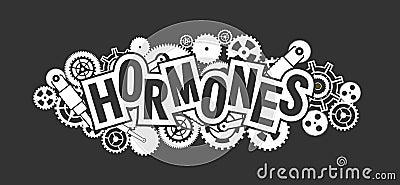 Concept mechanism human hormones emblem Vector Illustration