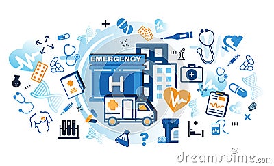 Concept of medicine and healthcare, health control and medical e Vector Illustration