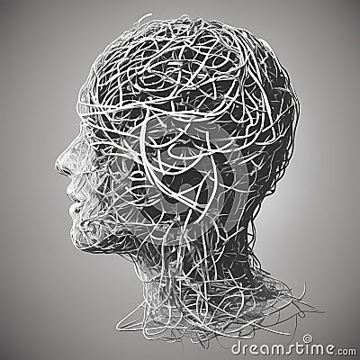 Concept of mental disorder, finding solution, chaotic thinking process, confused mind, concept confusion in the head Stock Photo