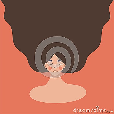 The concept of mental health. A young woman is sad. Depressive thoughts.Flat vector illustration Vector Illustration