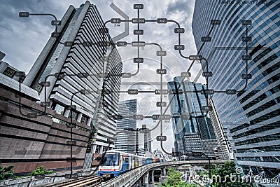 Concept of metro railway system engineering infrastucture Stock Photo