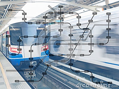 Concept of metro railway system engineering infrastucture Stock Photo