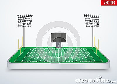 Concept of miniature tabletop American football stadium Vector Illustration