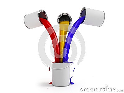 Concept of mixing proportions of paints Stock Photo