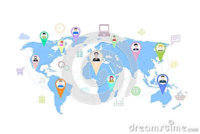 Concept of modern business and teamwork. online social networks, Vector Illustration