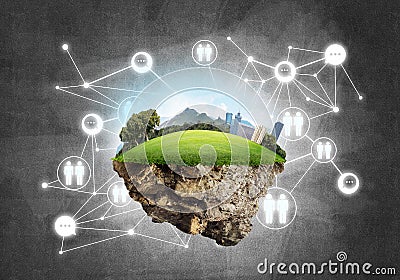 Concept of modern networking technologies and eco green construction Stock Photo