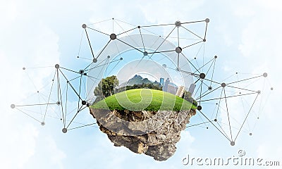 Concept of modern networking technologies and eco green construction Stock Photo