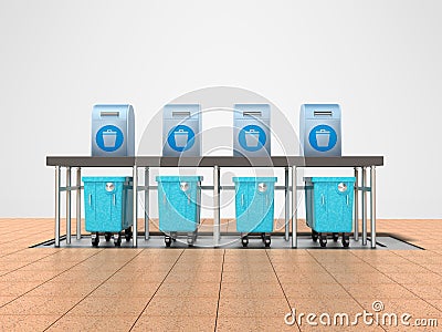 Concept modern underground garbage collection trash for 3d render on gray background with shadow Stock Photo