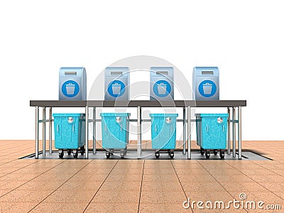 Concept modern underground garbage collection trash for 3d render on white background with shadow Stock Photo