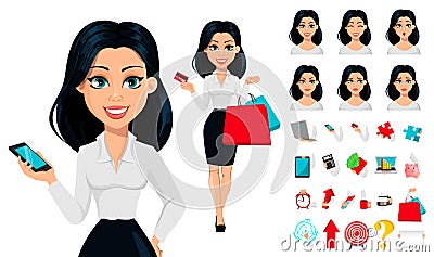 Concept of modern young business woman Vector Illustration