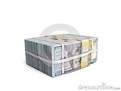 Concept of money Deposite Big Stack of dollar bills Cash With Bo Stock Photo