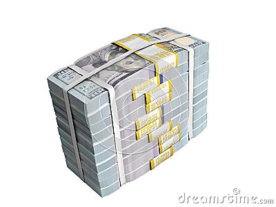 concept of money Deposite Big Stack of dollar bills Cash With Bo Stock Photo