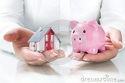 Concept of mortgage and savings Stock Photo