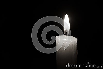 concept of mourn, Candle dark on black background,RIP Stock Photo