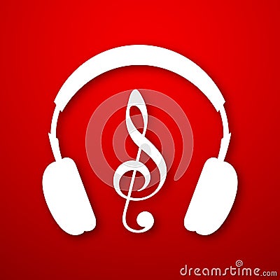 Concept of musical notes with headphone. Stock Photo