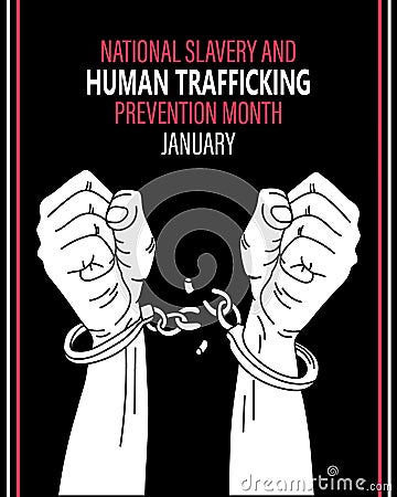 The concept of national slavery and human trafficking, men's hands break the chains. Illustration vector. Vector Illustration