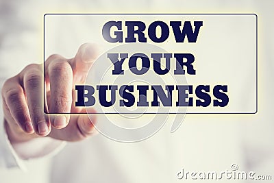 Concept of new or start up business - words Grow your business o Stock Photo