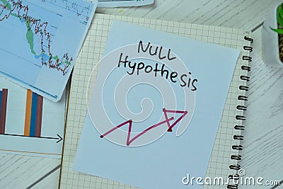 Concept of Null Hypothesis write on sticky notes isolated on Wooden Table Stock Photo