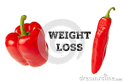 Concept of obesity and weight loss. Thick fat and thin pepper as example of people figure Stock Photo