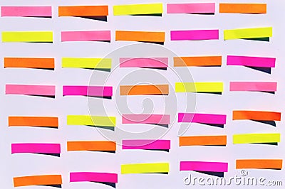 the concept of the office, colored note stickers on white background for writing. Stock Photo