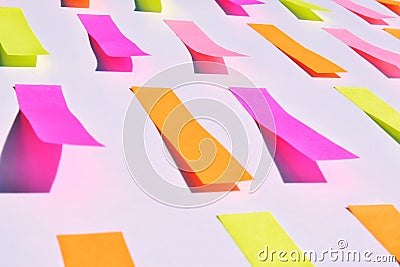 the concept of the office, colored note stickers on white background for writing. Stock Photo