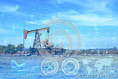 The concept of oil production in the field using artificial intelligence, analysis of the obtained data on the flow rate, MTBF and Stock Photo