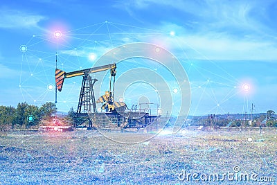 The concept of oil production in the field using artificial intelligence, analysis of the obtained data on the flow rate, MTBF and Stock Photo