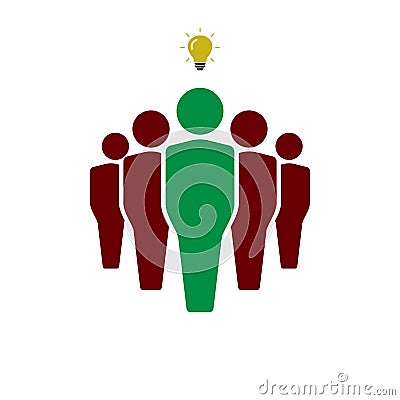 concept of one person with an idea is more valuable than other ordinary people. vector symbol EPS10 Stock Photo