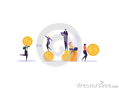Concept of online banking, transfer money, cashback, money growth Vector Illustration