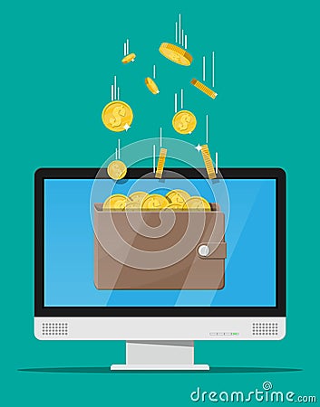 Concept of online income. Vector Illustration