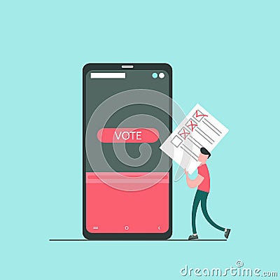Concept of online voting Cartoon Illustration