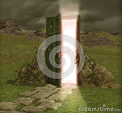 Magical Door Doorway into another World Stock Photo