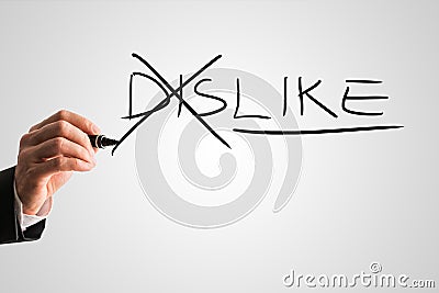 Concept of opposites for Dislike - Like Stock Photo