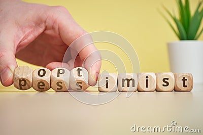 The concept of optimist and pessimist as antonym and change moods Stock Photo