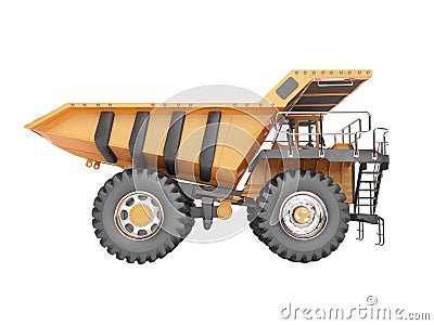 Concept orange dump truck 3D rendering on white background no shadow Stock Photo