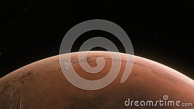 Concept 122-P1 View of the 3D Rendering Realistic Planet Mars Stock Photo