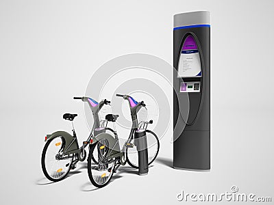 Concept paid parking for bicycles 3d render on gray background w Stock Photo