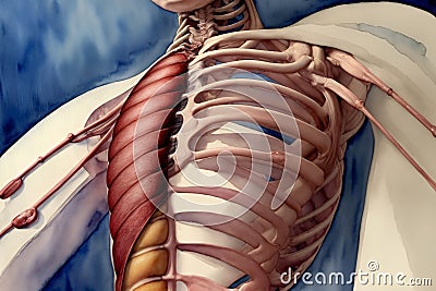 A Painting Of The Back Of A Human Body. Generative AI Stock Photo