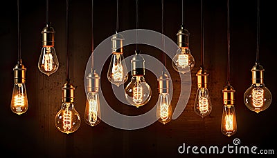 This concept pairs old style lightbulbs, such as vintage Edison bulbs, with the power of creative thinking and innovative ideas. Stock Photo