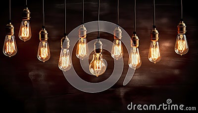 This concept pairs old style lightbulbs, such as vintage Edison bulbs, with the power of creative thinking and innovative ideas. Stock Photo