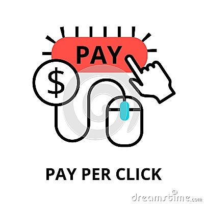 Concept of pay per click internet marketing strategy Vector Illustration