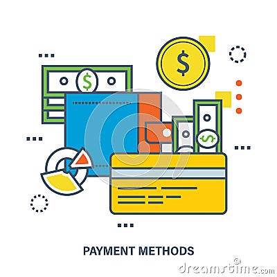 Concept of payment methods. Vector Illustration