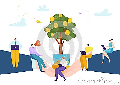 Concept people character financial literacy investment strategy, success rich investor flat vector illustration Vector Illustration