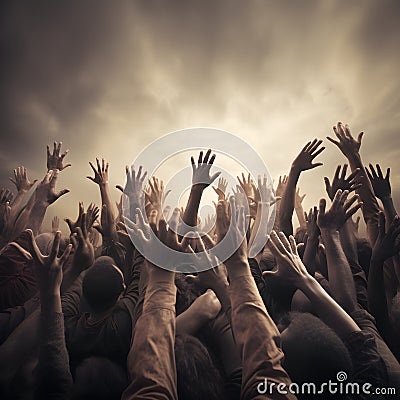 concept people coming together is beautifully illustrated with arms reaching up in unity. In this powerful image, individuals from Stock Photo
