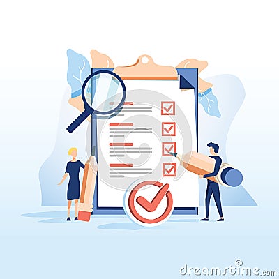Concept people fill out a form, application form for employment. people select a resume for a job for web page Cartoon Illustration