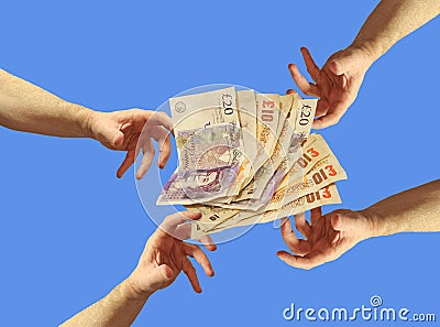 Free cash charity handout money giveaway Editorial Stock Photo