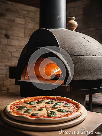 Photo Of Original Stone Oven Pizza Italia. Generative AI Stock Photo